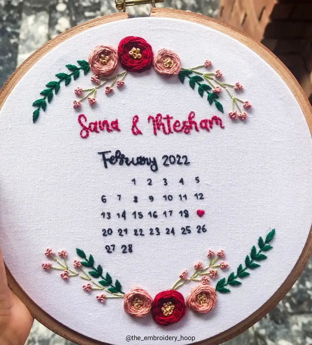 Personalized Wedding/Anniversary Calendar Hoop