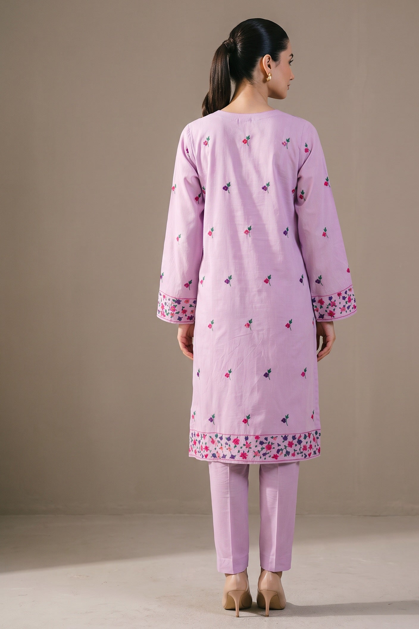 Lilac Embroidered Kurta Set - back