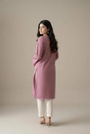 Dusty rose embroidered kurta set, plain back