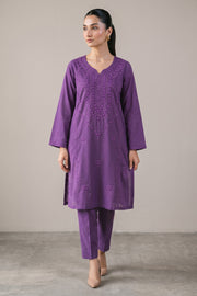 Amethyst embroidered kurta set front view
