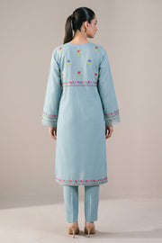 Powder Blue Embroidered Kurta Set - back