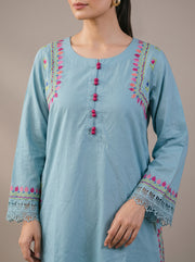 Powder Blue Embroidered Kurta Set - embroidery detail