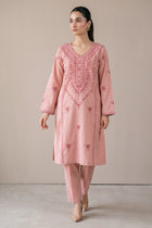 Blush pink embroidered kurta set front view