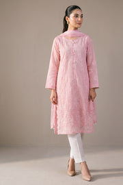 Pink Chikankari Style Kurta Set - front