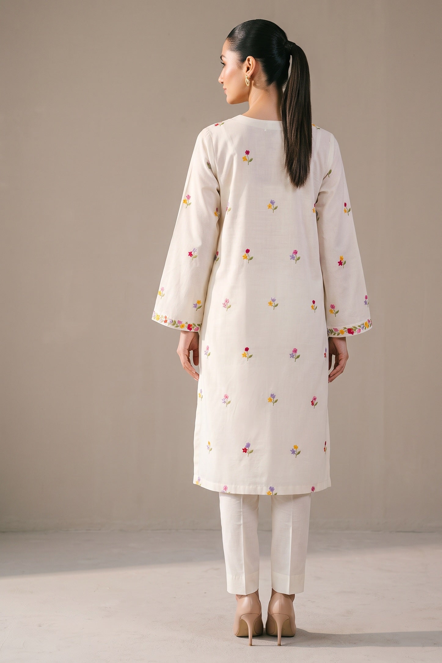 Ivory Embroidered Kurta Set - back