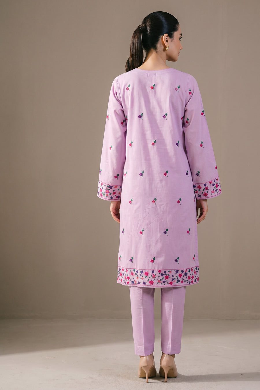 Lilac Embroidered Kurta Set - back