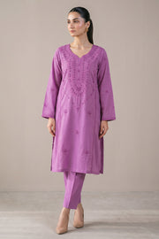 Orchid embroidered kurta set front view