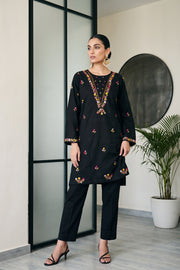 Black Embroidered Kurta Set - front