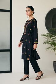 Black Embroidered Kurta Set - side