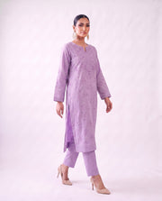 Lavender embroidered kurta set, standing pose