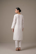 White multicolour embroidered kurta, back view